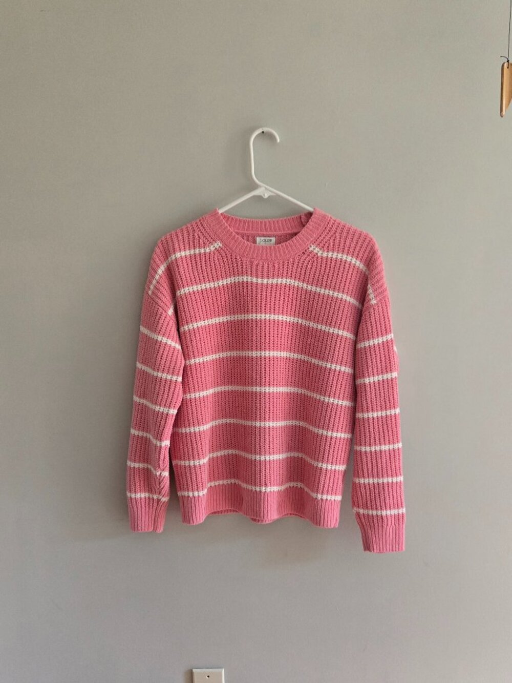 J Crew Pink and White Striped Sweater, Size M